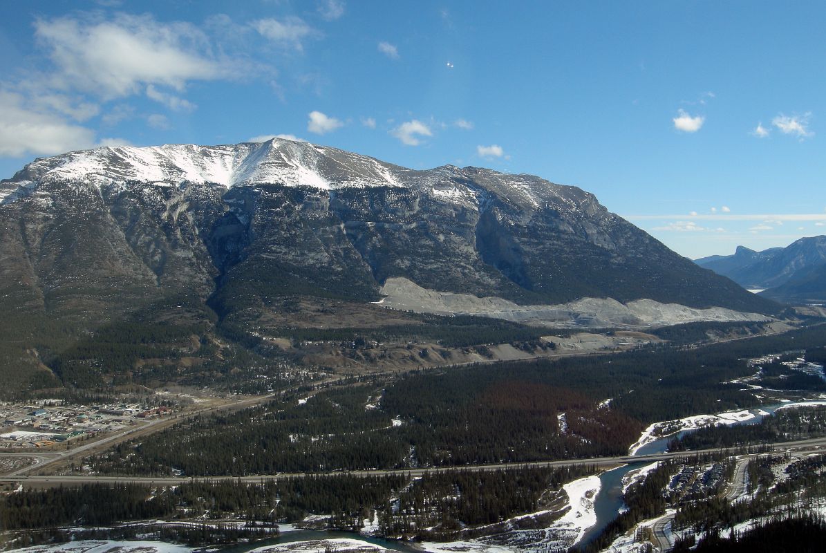 06 Canmore, Grotto Mountain From Helicopter Just After Takeoff From Canmore To Mount Assiniboine In Winter